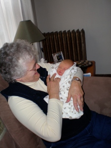 Gram meeting our Joy for the first time.